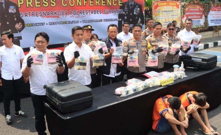 Ungkap Narkoba Jaringan Jawa – Sumatera, Polrestabes Surabaya Berhasil sita 24 Kg Sabu dari Kurir