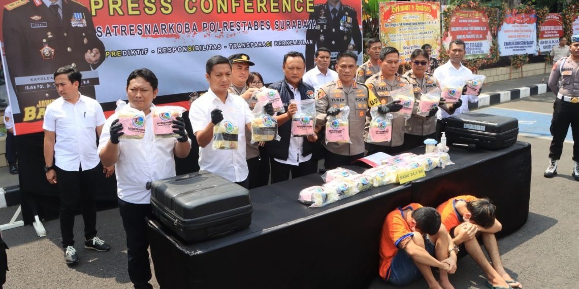 Ungkap Narkoba Jaringan Jawa – Sumatera, Polrestabes Surabaya Berhasil sita 24 Kg Sabu dari Kurir