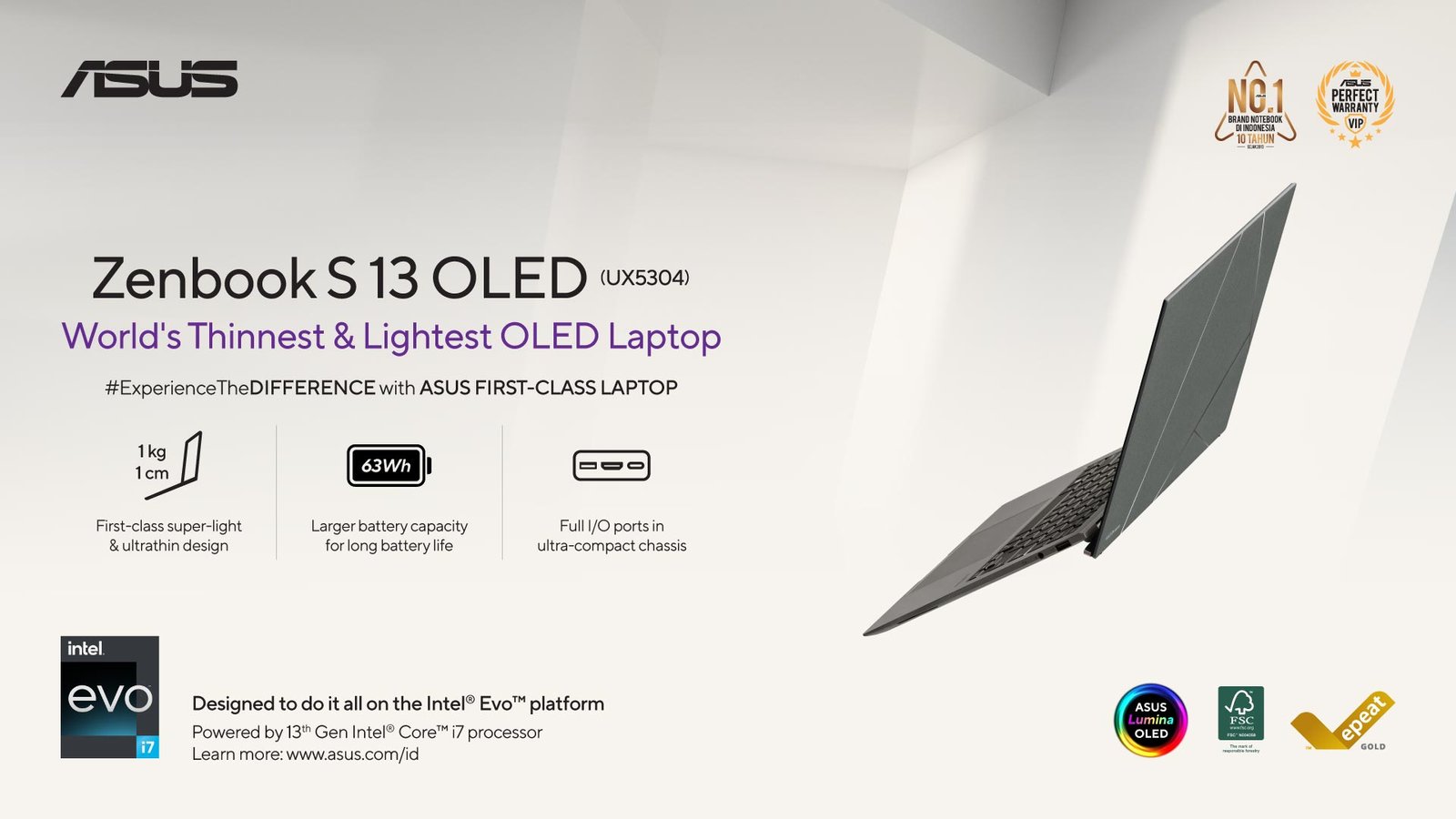 Zenbook S 13 OLED, Laptop OLED Paling Tipis dengan Port Paling Lengkap